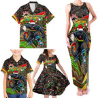 Merry Christmas Penrith Panthers Family Matching Tank Maxi Dress and Hawaiian Shirt Aboriginal Santa Rugby Mascot - The Riff