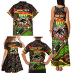 Merry Christmas Penrith Panthers Family Matching Tank Maxi Dress and Hawaiian Shirt Aboriginal Santa Rugby Mascot - The Riff