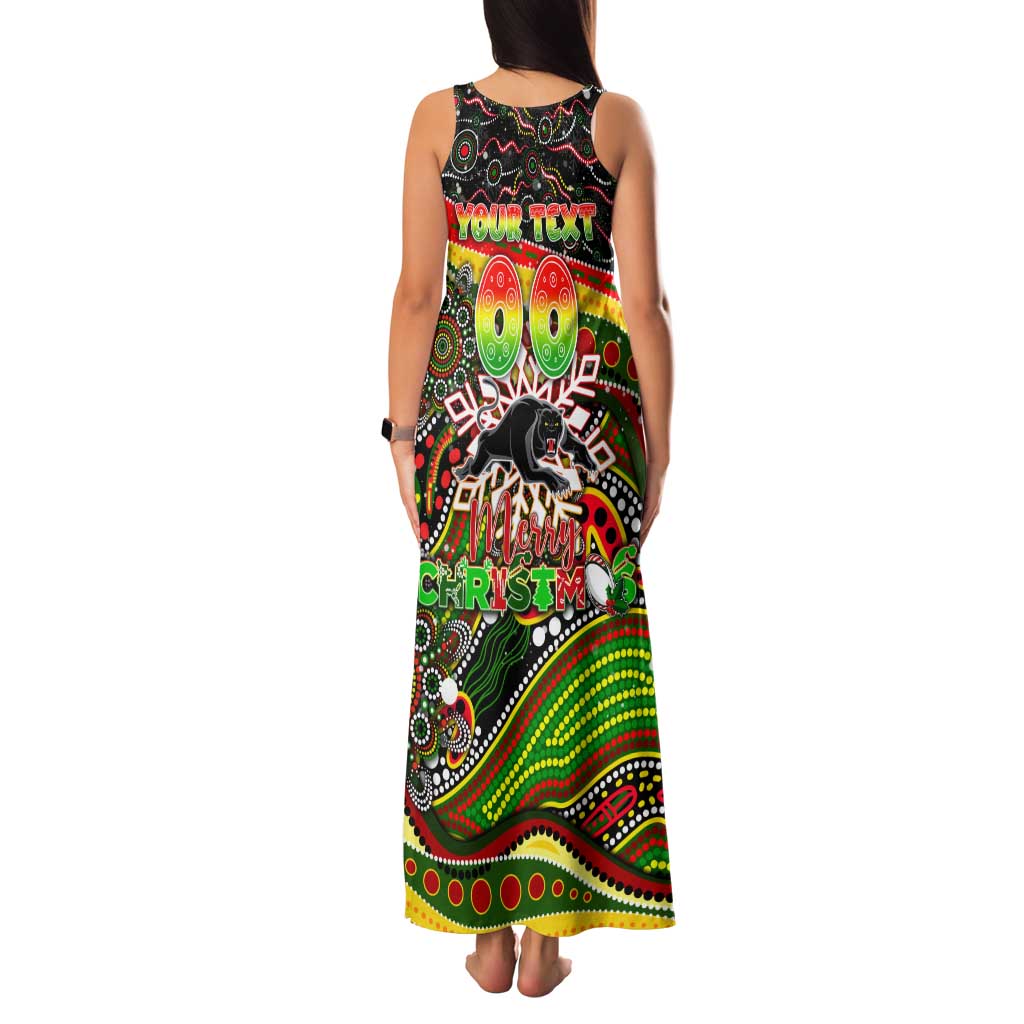 Merry Christmas Penrith Panthers Family Matching Tank Maxi Dress and Hawaiian Shirt Aboriginal Santa Rugby Mascot - The Riff