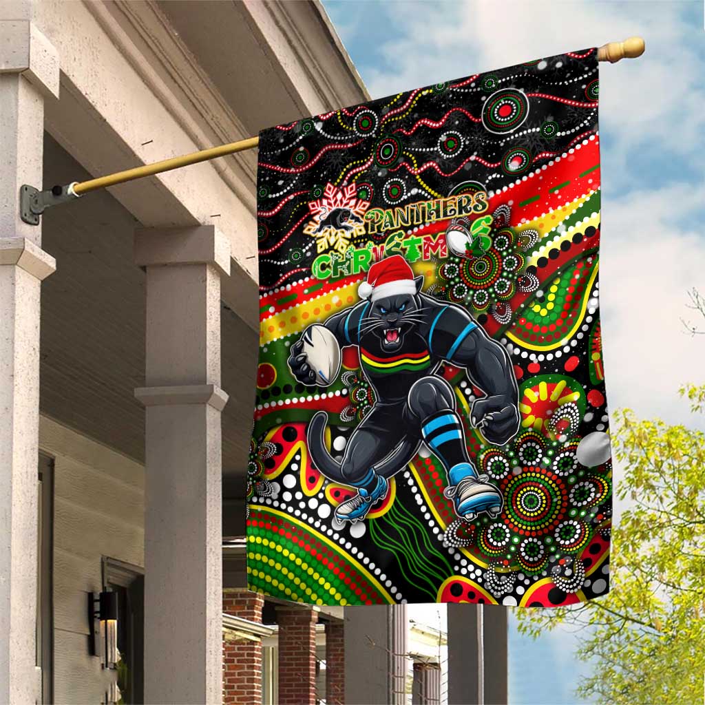 Merry Christmas Penrith Panthers Garden Flag Aboriginal Santa Rugby Mascot - The Riff