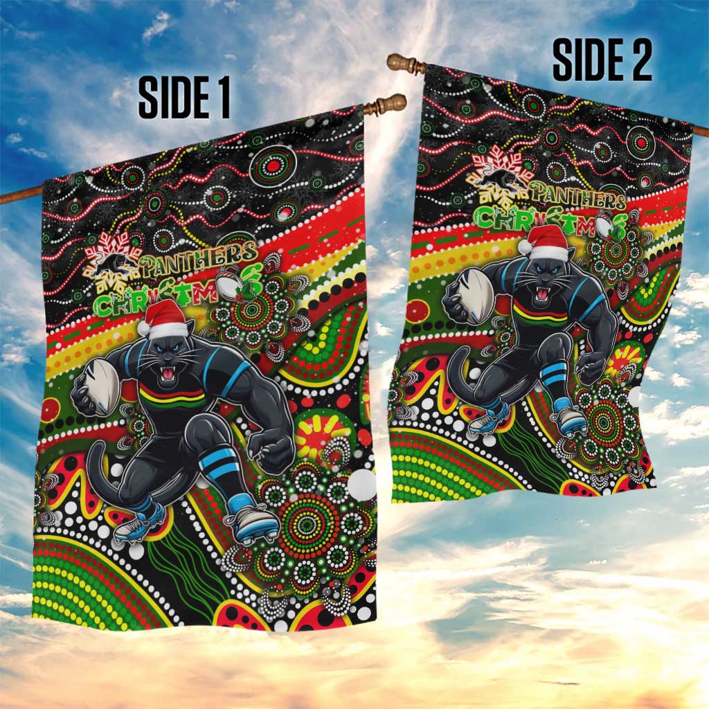 Merry Christmas Penrith Panthers Garden Flag Aboriginal Santa Rugby Mascot - The Riff