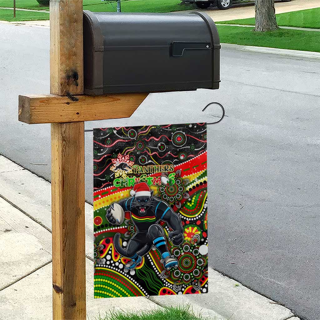 Merry Christmas Penrith Panthers Garden Flag Aboriginal Santa Rugby Mascot - The Riff