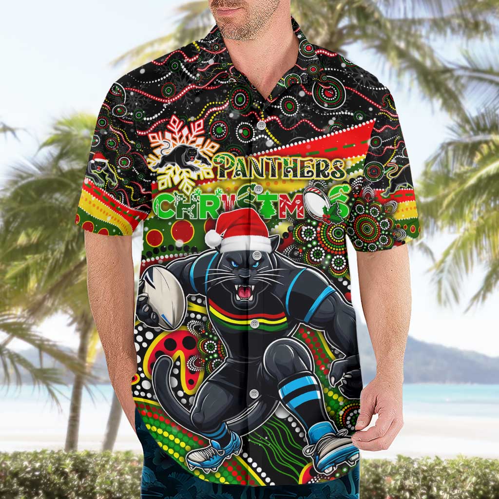 Merry Christmas Penrith Panthers Hawaiian Shirt Aboriginal Santa Rugby Mascot - The Riff