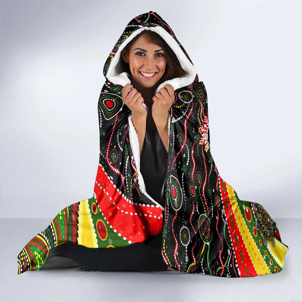 Merry Christmas Penrith Panthers Hooded Blanket Aboriginal Santa Rugby Mascot - The Riff
