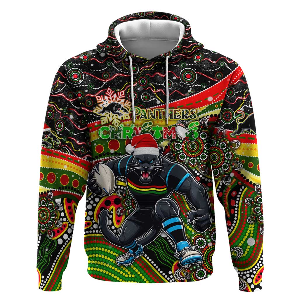 Merry Christmas Penrith Panthers Hoodie Aboriginal Santa Rugby Mascot - The Riff