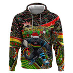 Merry Christmas Penrith Panthers Hoodie Aboriginal Santa Rugby Mascot - The Riff
