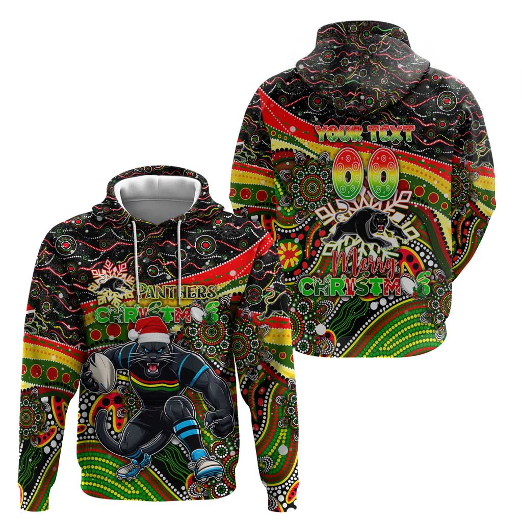 Merry Christmas Penrith Panthers Hoodie Aboriginal Santa Rugby Mascot - The Riff
