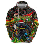 Merry Christmas Penrith Panthers Hoodie Aboriginal Santa Rugby Mascot - The Riff