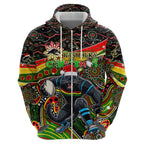 Merry Christmas Penrith Panthers Hoodie Aboriginal Santa Rugby Mascot - The Riff