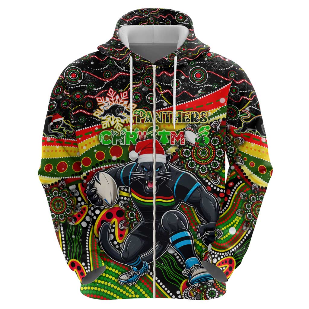 Merry Christmas Penrith Panthers Hoodie Aboriginal Santa Rugby Mascot - The Riff