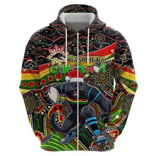 Merry Christmas Penrith Panthers Hoodie Aboriginal Santa Rugby Mascot - The Riff