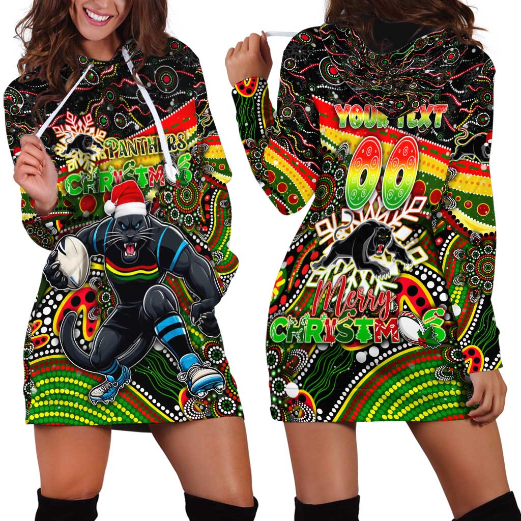 Merry Christmas Penrith Panthers Hoodie Dress Aboriginal Santa Rugby Mascot - The Riff