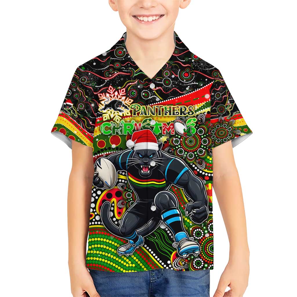 Merry Christmas Penrith Panthers Kid Hawaiian Shirt Aboriginal Santa Rugby Mascot - The Riff