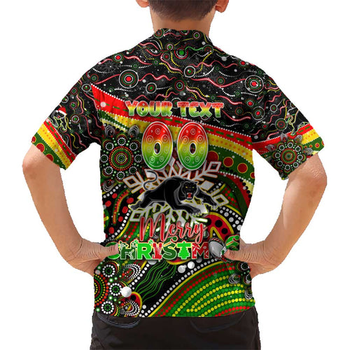 Merry Christmas Penrith Panthers Kid Hawaiian Shirt Aboriginal Santa Rugby Mascot - The Riff