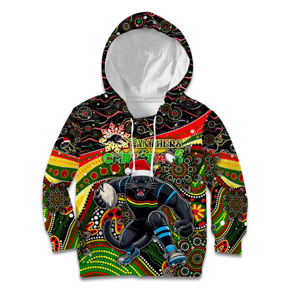 Merry Christmas Penrith Panthers Kid Hoodie Aboriginal Santa Rugby Mascot - The Riff