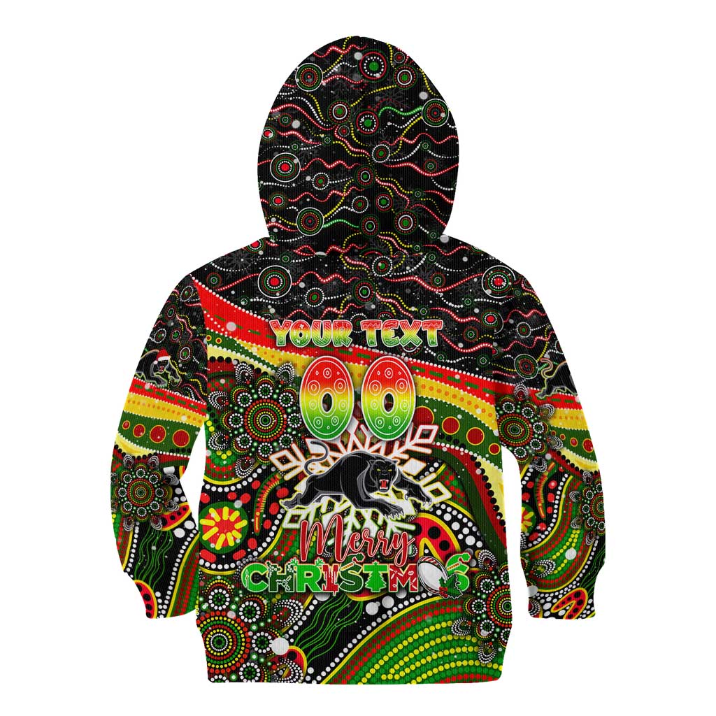 Merry Christmas Penrith Panthers Kid Hoodie Aboriginal Santa Rugby Mascot - The Riff