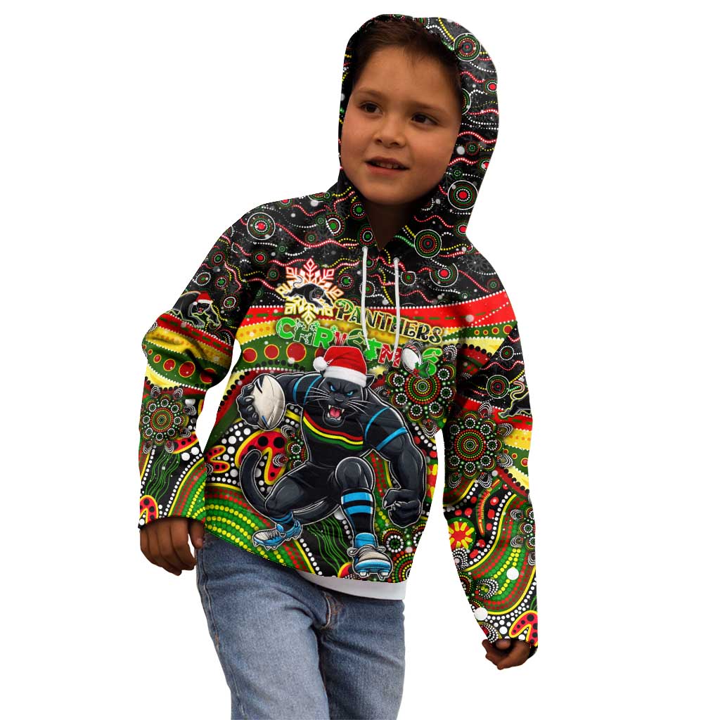 Merry Christmas Penrith Panthers Kid Hoodie Aboriginal Santa Rugby Mascot - The Riff