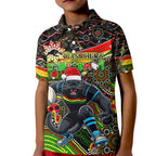 Merry Christmas Penrith Panthers Kid Polo Shirt Aboriginal Santa Rugby Mascot - The Riff