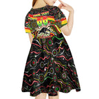 Merry Christmas Penrith Panthers Kid Short Sleeve Dress Aboriginal Santa Rugby Mascot - The Riff