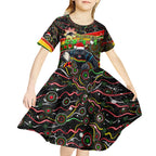 Merry Christmas Penrith Panthers Kid Short Sleeve Dress Aboriginal Santa Rugby Mascot - The Riff