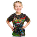 Merry Christmas Penrith Panthers Kid T Shirt Aboriginal Santa Rugby Mascot - The Riff