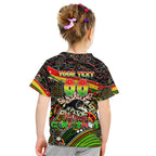 Merry Christmas Penrith Panthers Kid T Shirt Aboriginal Santa Rugby Mascot - The Riff