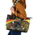 Merry Christmas Penrith Panthers Leather Tote Bag Aboriginal Santa Rugby Mascot - The Riff
