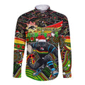 Merry Christmas Penrith Panthers Long Sleeve Button Shirt Aboriginal Santa Rugby Mascot - The Riff