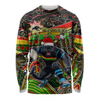 Merry Christmas Penrith Panthers Long Sleeve Shirt Aboriginal Santa Rugby Mascot - The Riff