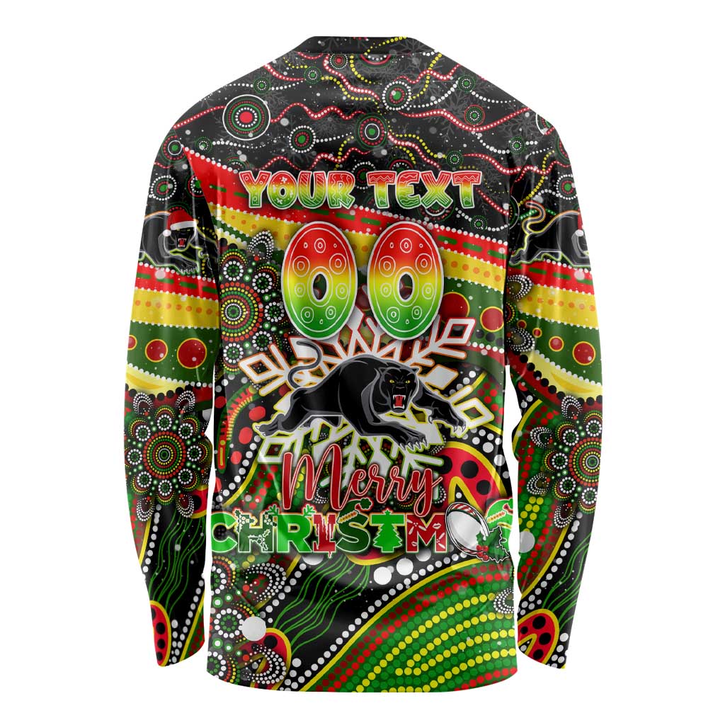 Merry Christmas Penrith Panthers Long Sleeve Shirt Aboriginal Santa Rugby Mascot - The Riff
