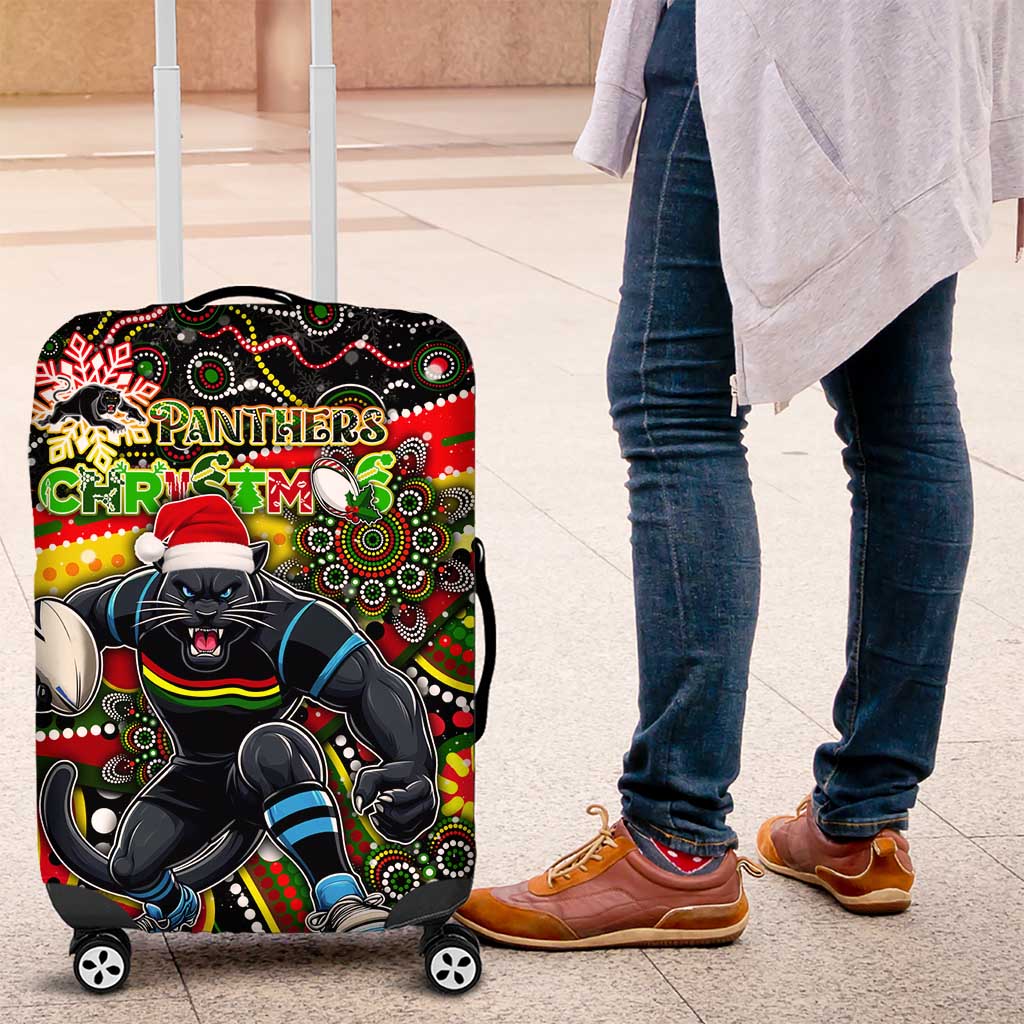 Merry Christmas Penrith Panthers Luggage Cover Aboriginal Santa Rugby Mascot - The Riff