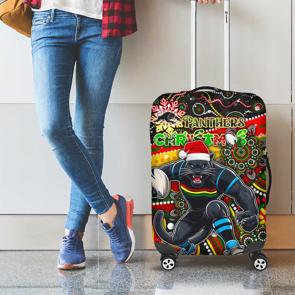 Merry Christmas Penrith Panthers Luggage Cover Aboriginal Santa Rugby Mascot - The Riff