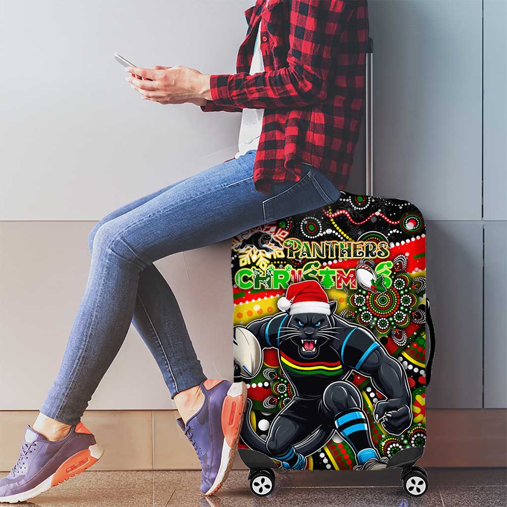 Merry Christmas Penrith Panthers Luggage Cover Aboriginal Santa Rugby Mascot - The Riff
