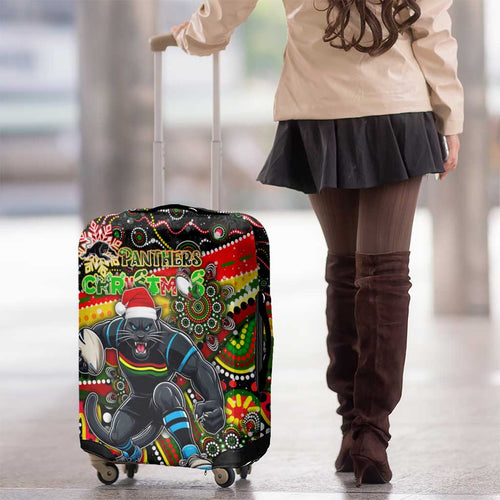 Merry Christmas Penrith Panthers Luggage Cover Aboriginal Santa Rugby Mascot - The Riff