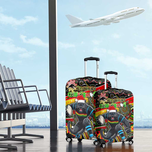 Merry Christmas Penrith Panthers Luggage Cover Aboriginal Santa Rugby Mascot - The Riff