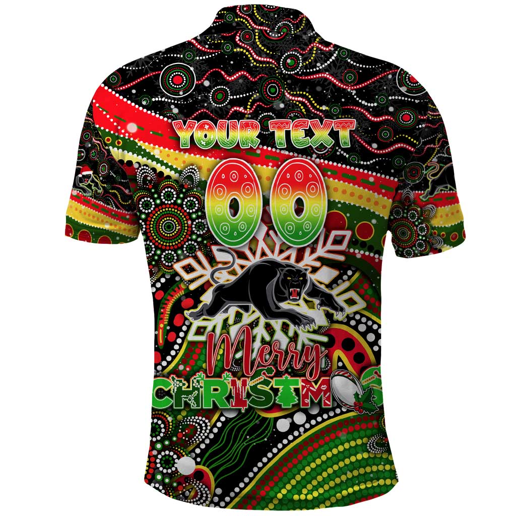 Merry Christmas Penrith Panthers Polo Shirt Aboriginal Santa Rugby Mascot - The Riff