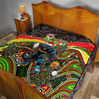 Merry Christmas Penrith Panthers Quilt Aboriginal Santa Rugby Mascot - The Riff