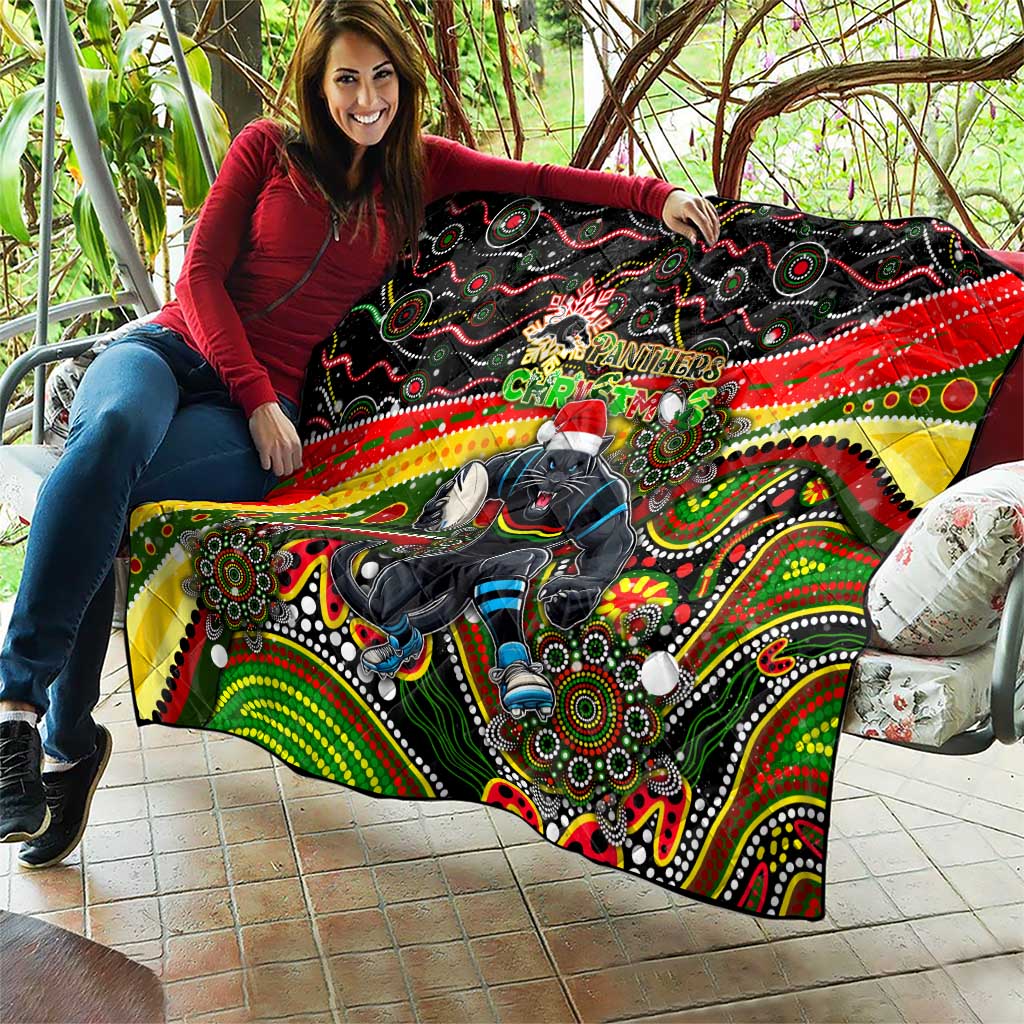 Merry Christmas Penrith Panthers Quilt Aboriginal Santa Rugby Mascot - The Riff