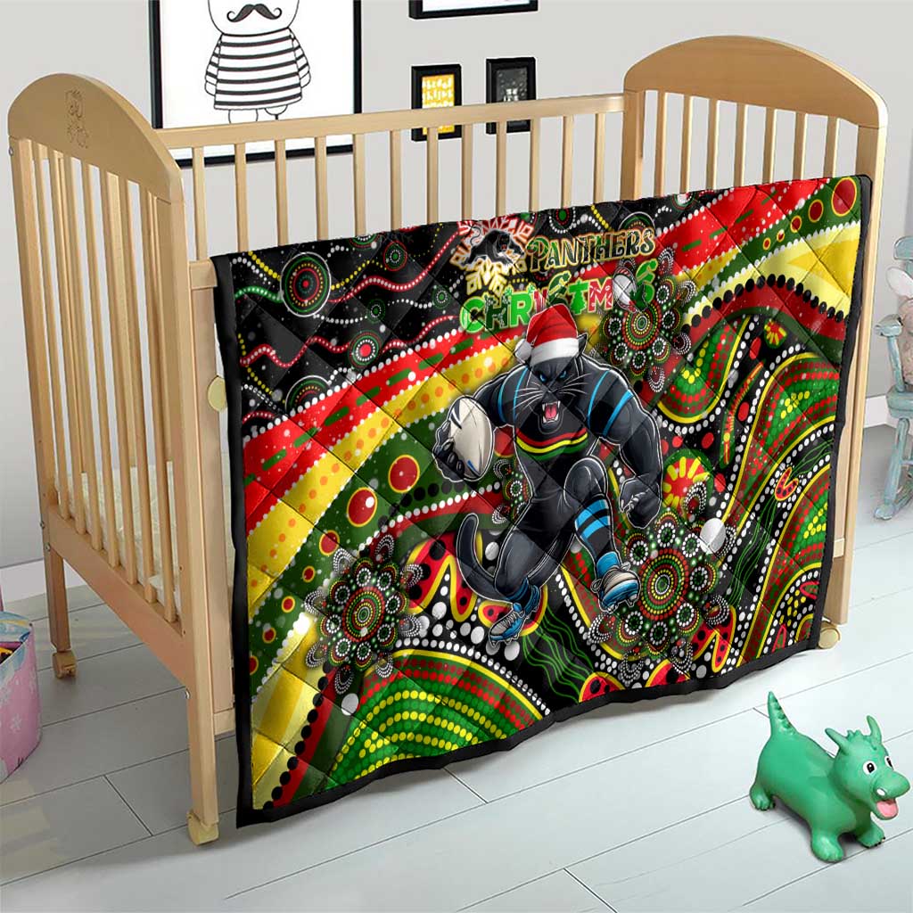 Merry Christmas Penrith Panthers Quilt Aboriginal Santa Rugby Mascot - The Riff