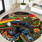 Merry Christmas Penrith Panthers Round Carpet Aboriginal Santa Rugby Mascot - The Riff