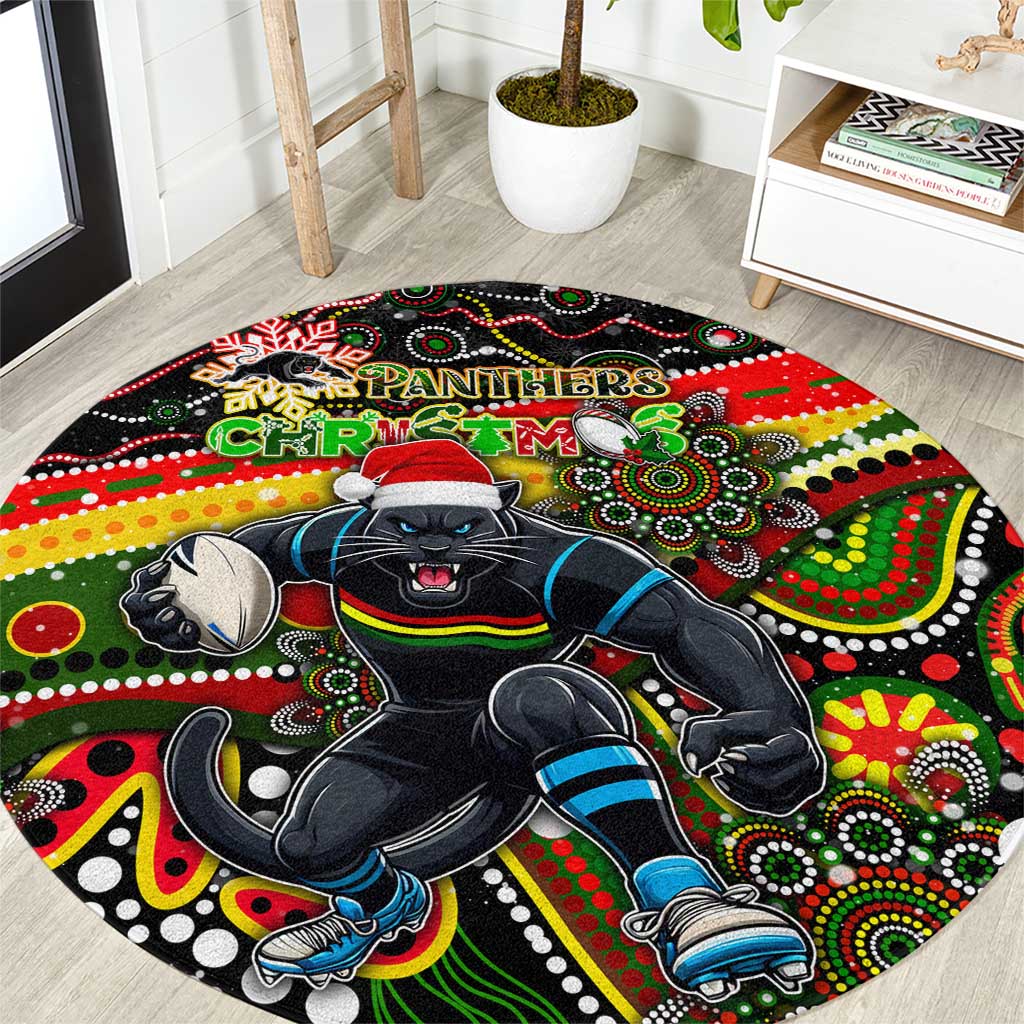 Merry Christmas Penrith Panthers Round Carpet Aboriginal Santa Rugby Mascot - The Riff
