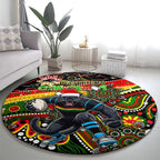 Merry Christmas Penrith Panthers Round Carpet Aboriginal Santa Rugby Mascot - The Riff