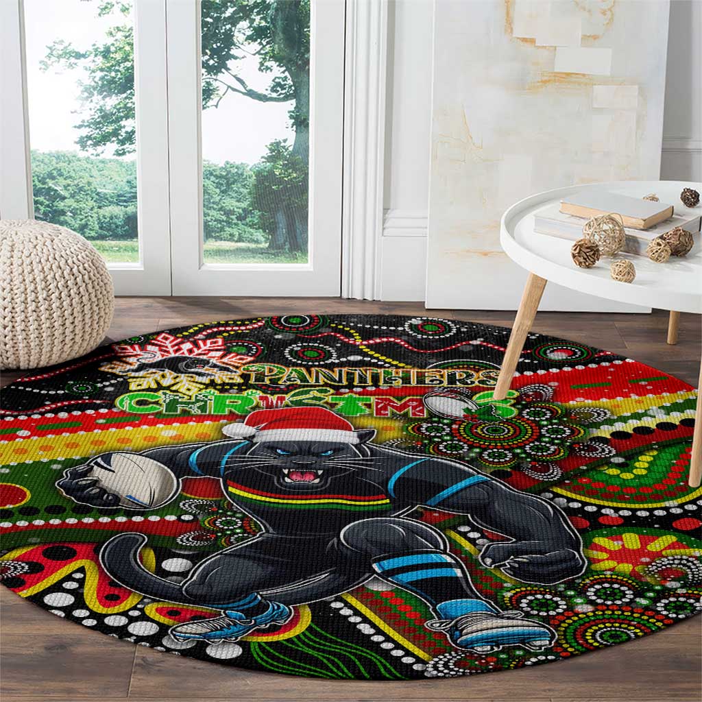 Merry Christmas Penrith Panthers Round Carpet Aboriginal Santa Rugby Mascot - The Riff