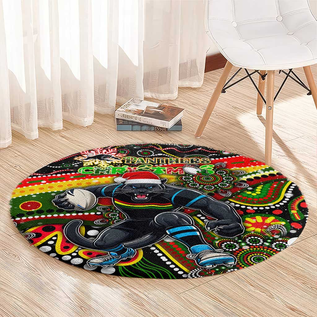 Merry Christmas Penrith Panthers Round Carpet Aboriginal Santa Rugby Mascot - The Riff
