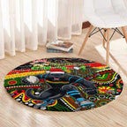 Merry Christmas Penrith Panthers Round Carpet Aboriginal Santa Rugby Mascot - The Riff