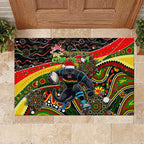 Merry Christmas Penrith Panthers Rubber Doormat Aboriginal Santa Rugby Mascot - The Riff