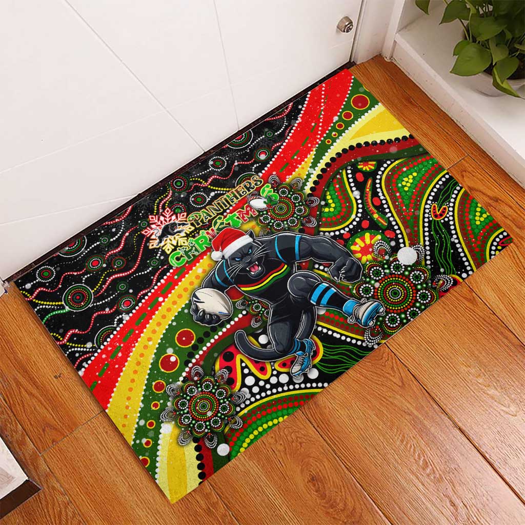 Merry Christmas Penrith Panthers Rubber Doormat Aboriginal Santa Rugby Mascot - The Riff
