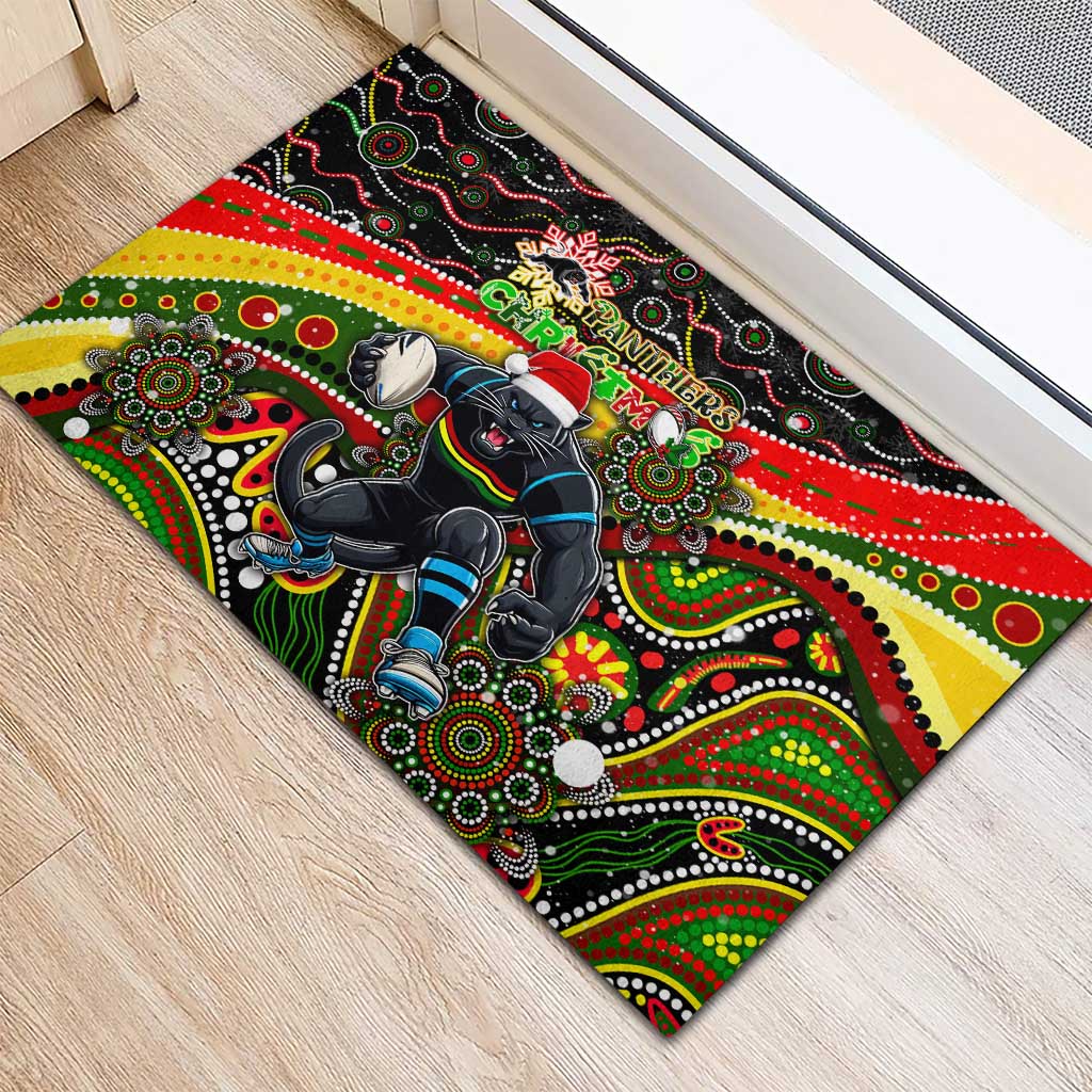 Merry Christmas Penrith Panthers Rubber Doormat Aboriginal Santa Rugby Mascot - The Riff