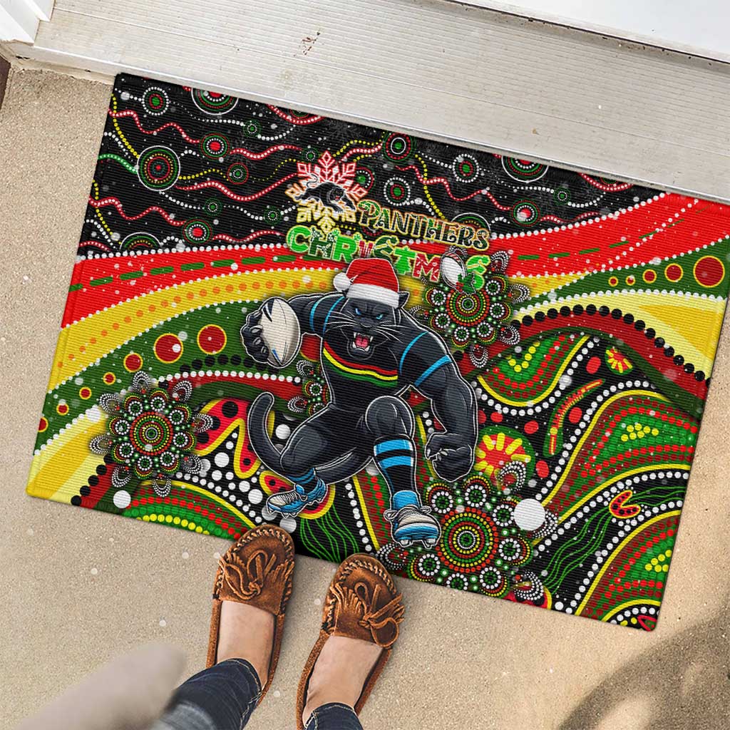 Merry Christmas Penrith Panthers Rubber Doormat Aboriginal Santa Rugby Mascot - The Riff