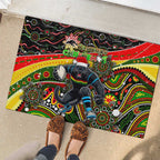 Merry Christmas Penrith Panthers Rubber Doormat Aboriginal Santa Rugby Mascot - The Riff